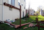 After permits were obtained, demolition of old deck by DeckResurrect – Columbia, MD